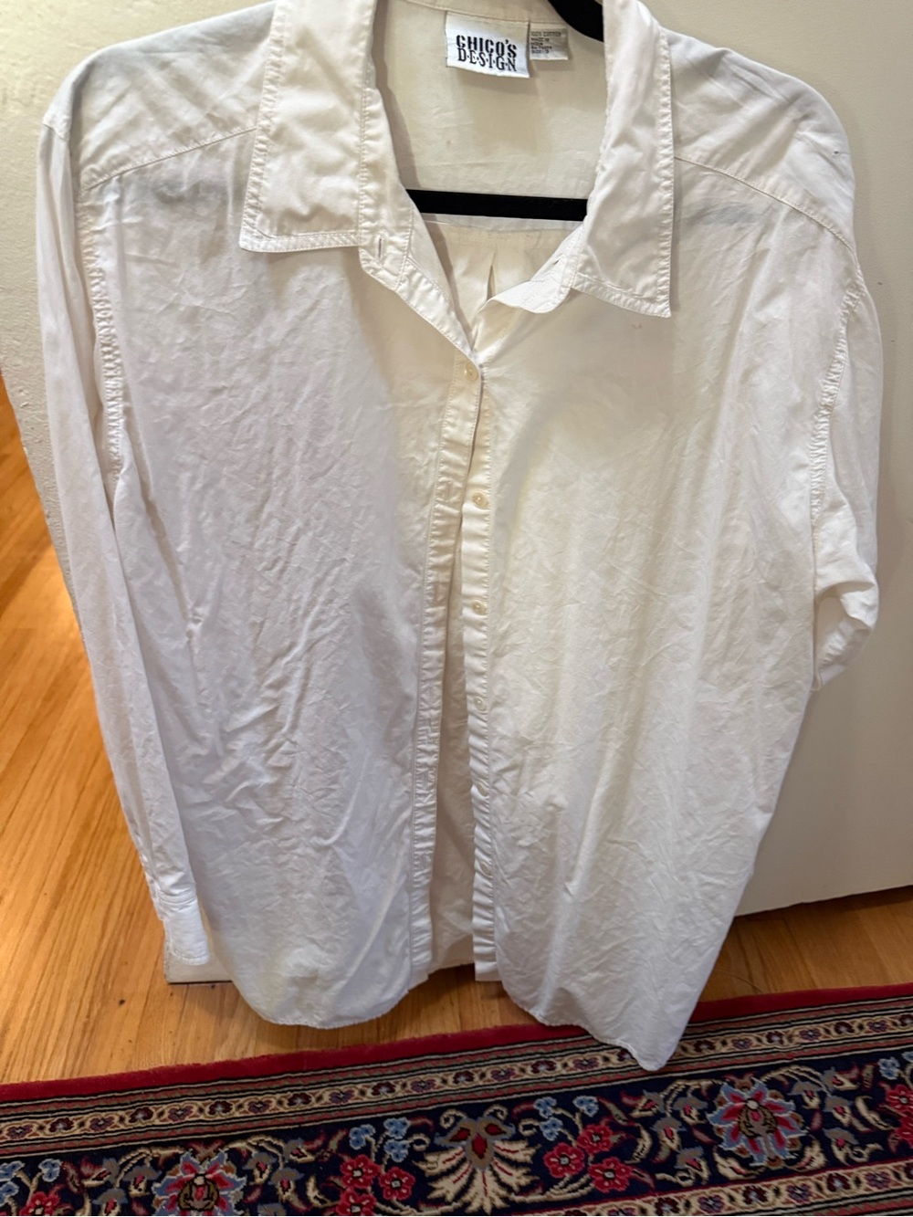 Chico's White Cotton Button-Front Shirt